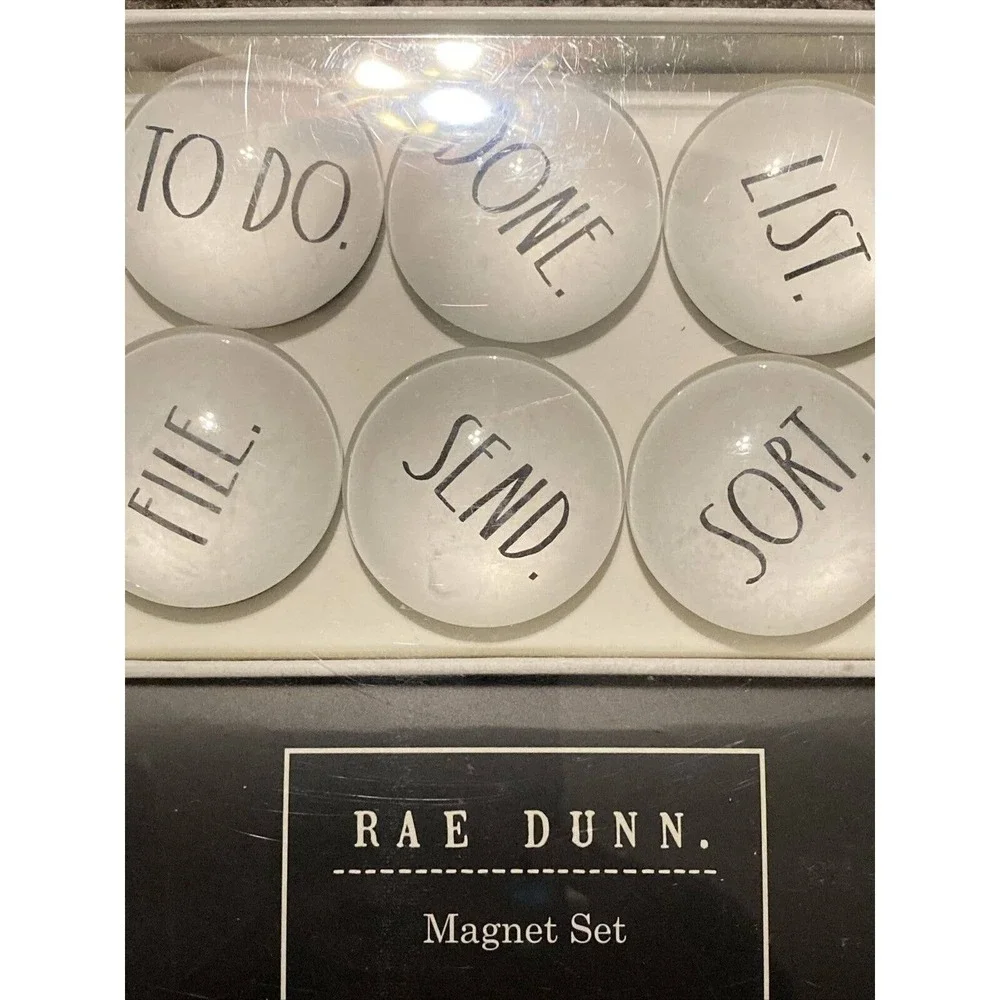 RAE DUNN Refrigerator Magnet Set 6 Glass Dome To Do Done List File Send Sort NEW